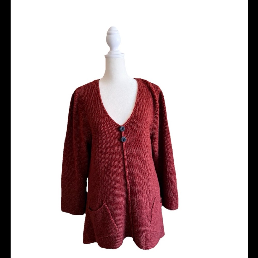 Habitat clothes to live in V-Neck Button sweater w/ pockets sz m rust